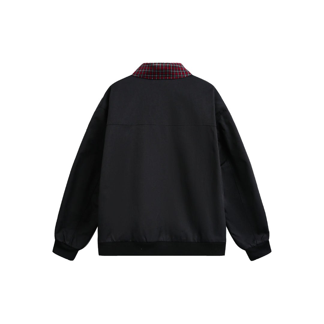 Unisex Reversible Bomber Jacket with Check Lining, Zipper and Ribbed Cuffs Mune Fashion