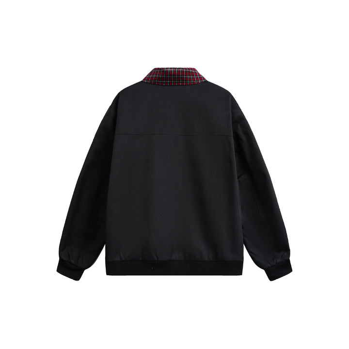Unisex Reversible Bomber Jacket with Check Lining, Zipper and Ribbed Cuffs Mune Fashion