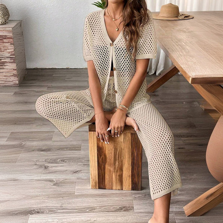Women's airy mesh set with button-up cardigan Mune Fashion