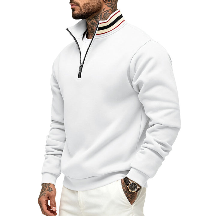 Men's sweatshirt with half zip and striped standing collar Mune Fashion