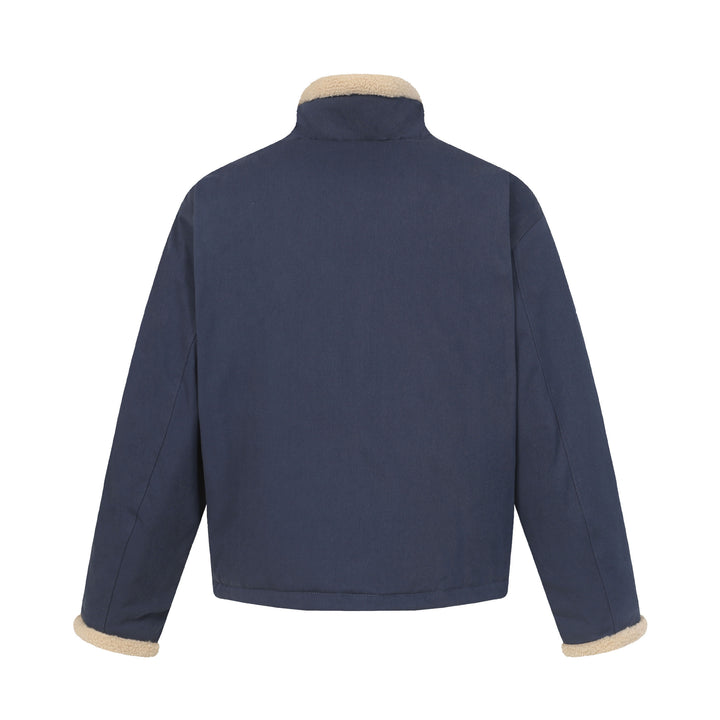 Men's short jacket in field style with teddy fur collar and cargo pockets Mune Fashion