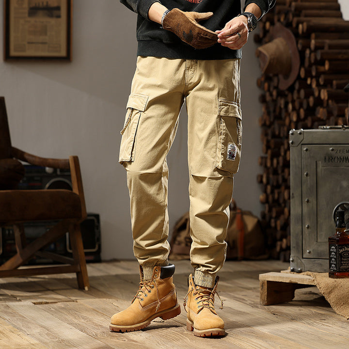 Herren Cargo-Jogger mit Zip-Knöchel, elastischem Bund, Multifach-Utility-Taschen und Vintage-Patch Mune Fashion