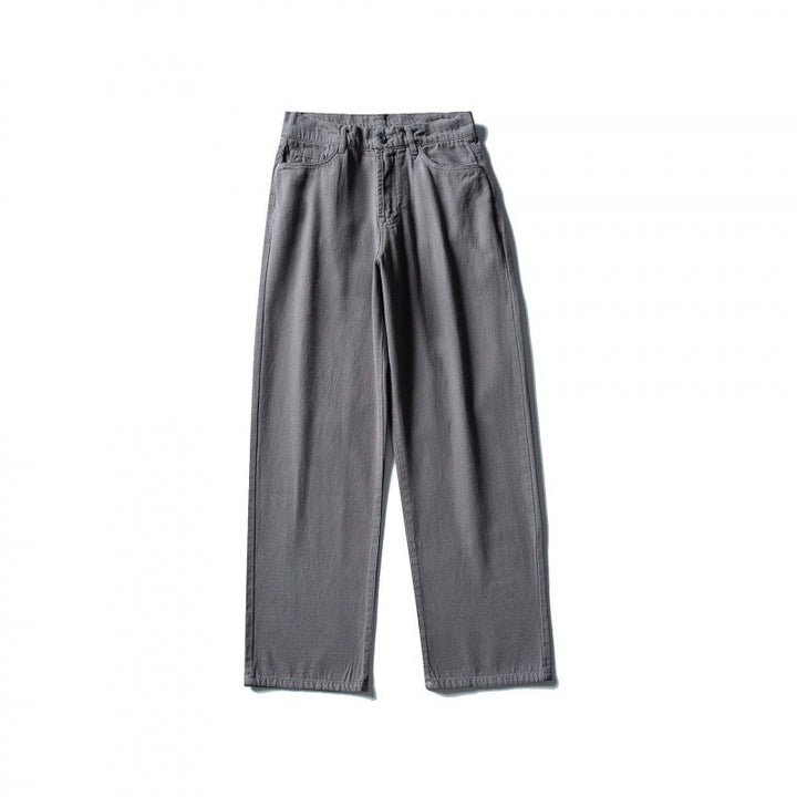 Men Straight Cut Comfort Canvas Pants with High Waist Mune Fashion