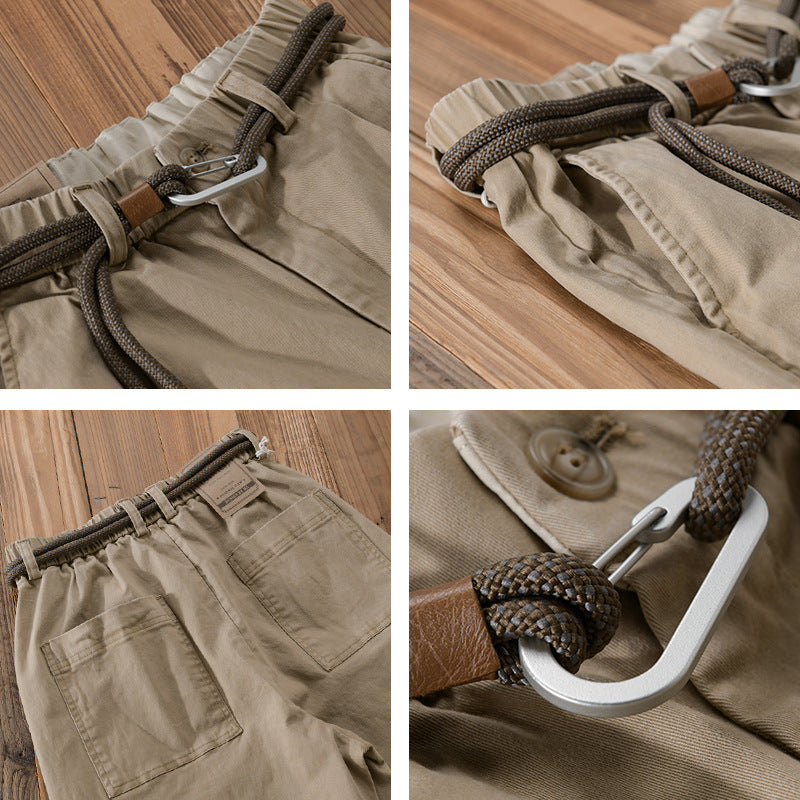 Men's Cord Drawstring Tapered Pants made of cotton blend with elastic waistband and tapered leg Mune Fashion