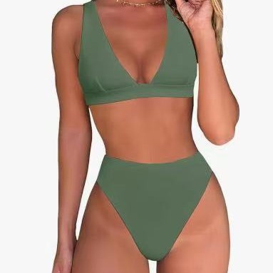 Women's High-Waisted Bikini Set with V-Neck Mune Fashion