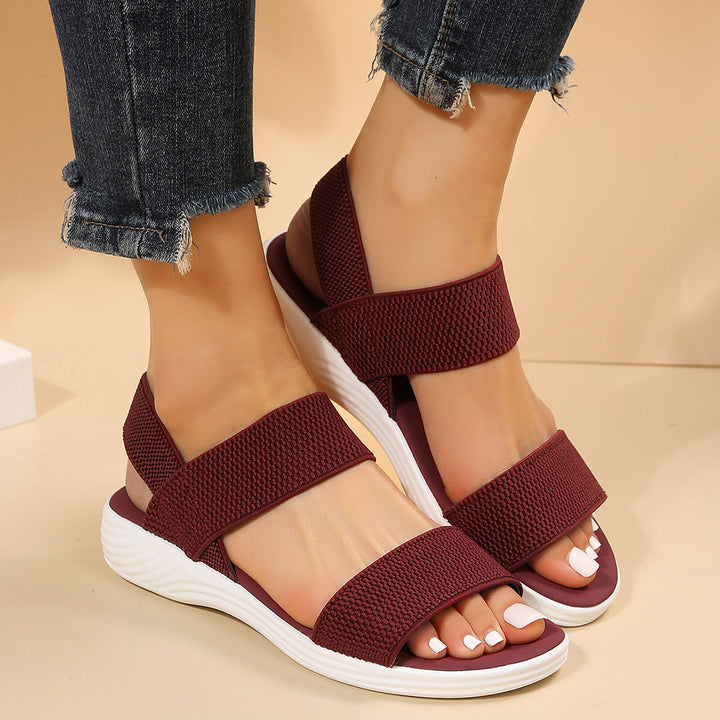 Damen Strick‑Sandalen mit elastischen Riemen und dämpfender Plateau‑Sohle Mune Fashion