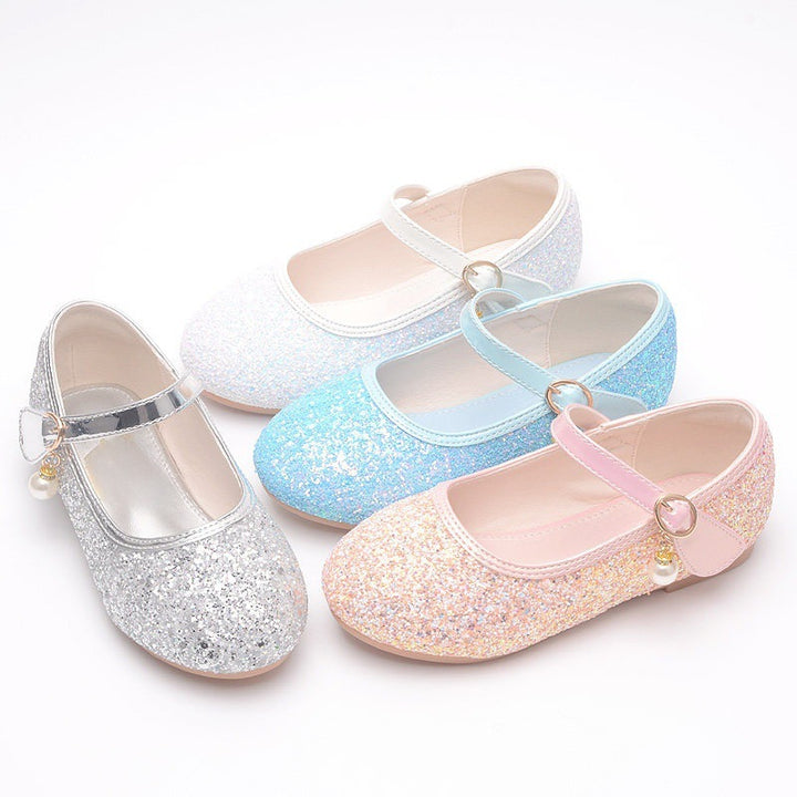Girls Glitter Ballerinas with Strap and Pearl Application Mune Fashion