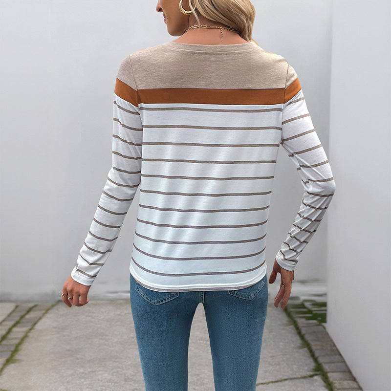 Women's Casual Striped Long Sleeve Top Mune Fashion