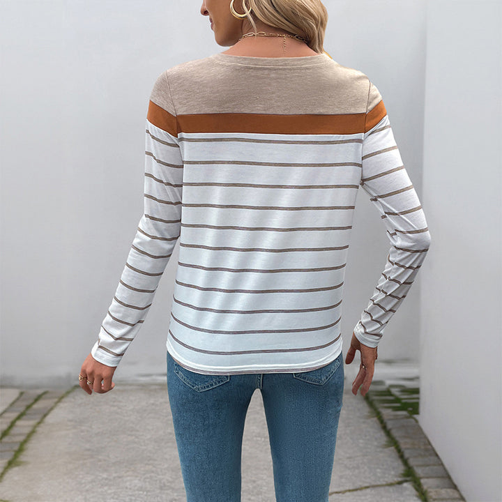 Women's Casual Striped Long Sleeve Top Mune Fashion