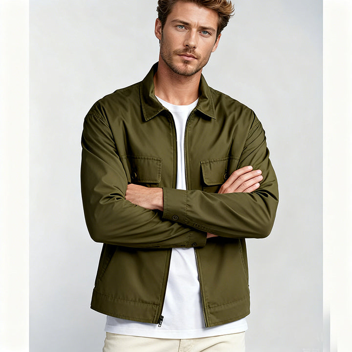 Men's overshirt in workwear style with full zip and patch chest pockets Mune Fashion