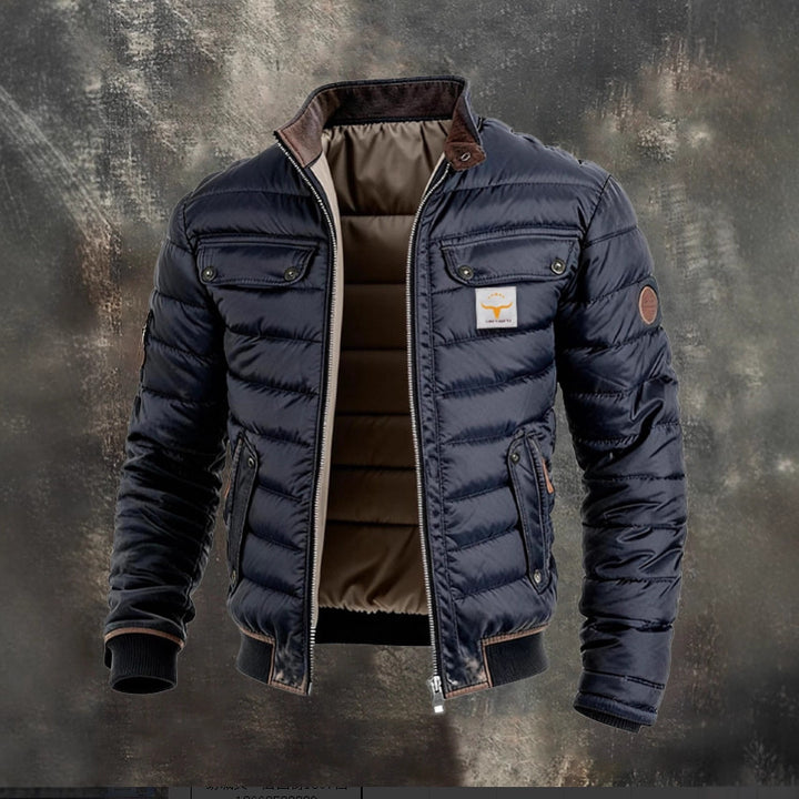 Men's quilted jacket with stand-up collar, padded thermal lining and chest pockets Mune Fashion