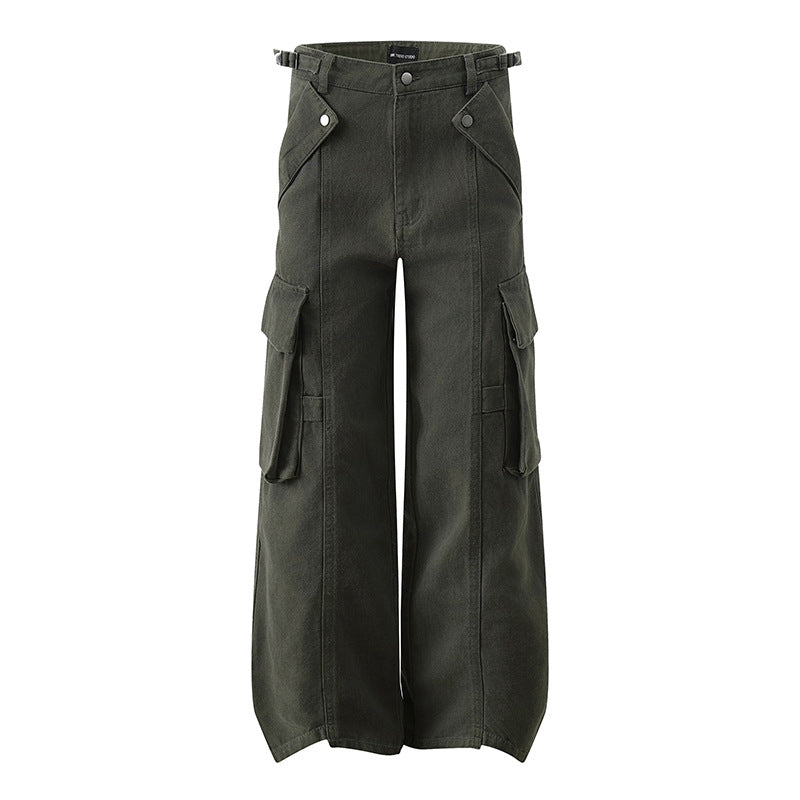 Women's high-waisted wide Cargo culotte pants with multi pockets and adjustable waistband Mune Fashion