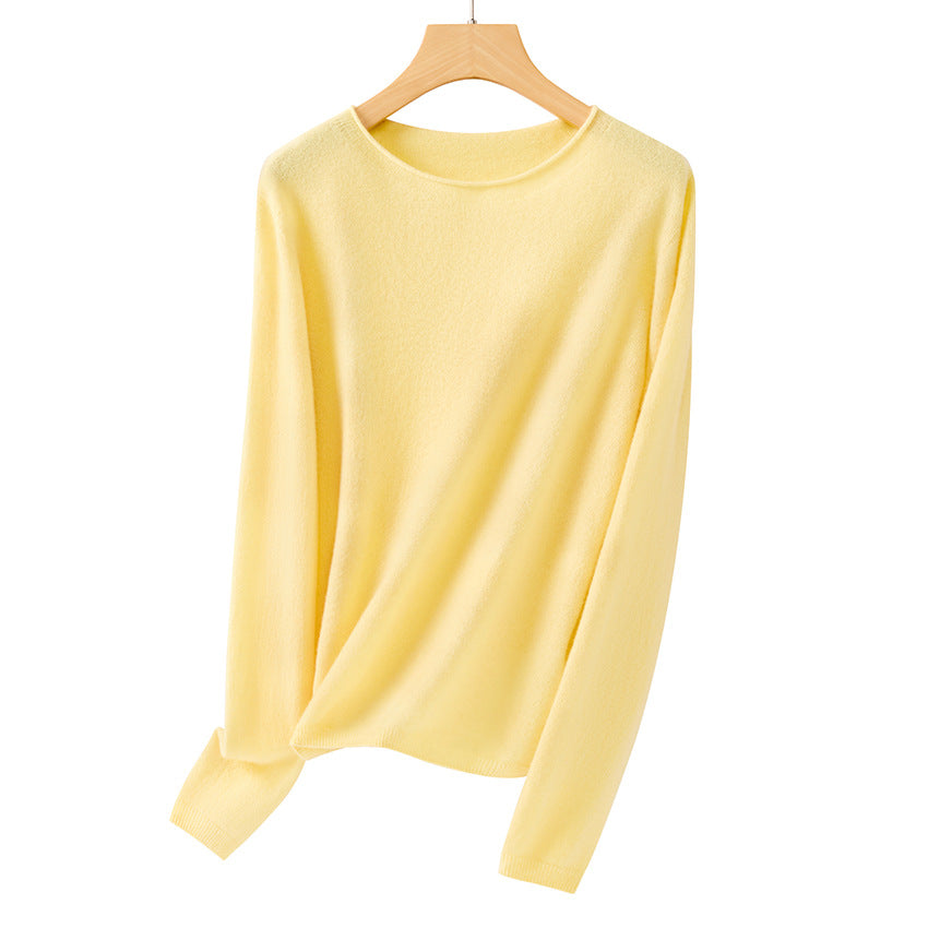 Women Fine ultralight round neck sweater made of microfiber fine knit with minimalist silhouette Mune Fashion