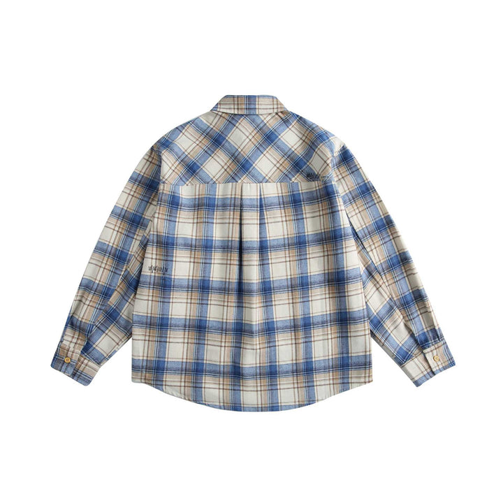 Unisex Checkered Oversized Shirt made of Cotton Flannel with Applied Chest Pocket Mune Fashion