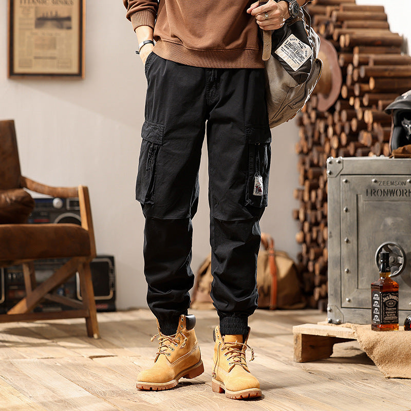 Herren Cargo-Jogger mit Zip-Knöchel, elastischem Bund, Multifach-Utility-Taschen und Vintage-Patch Mune Fashion