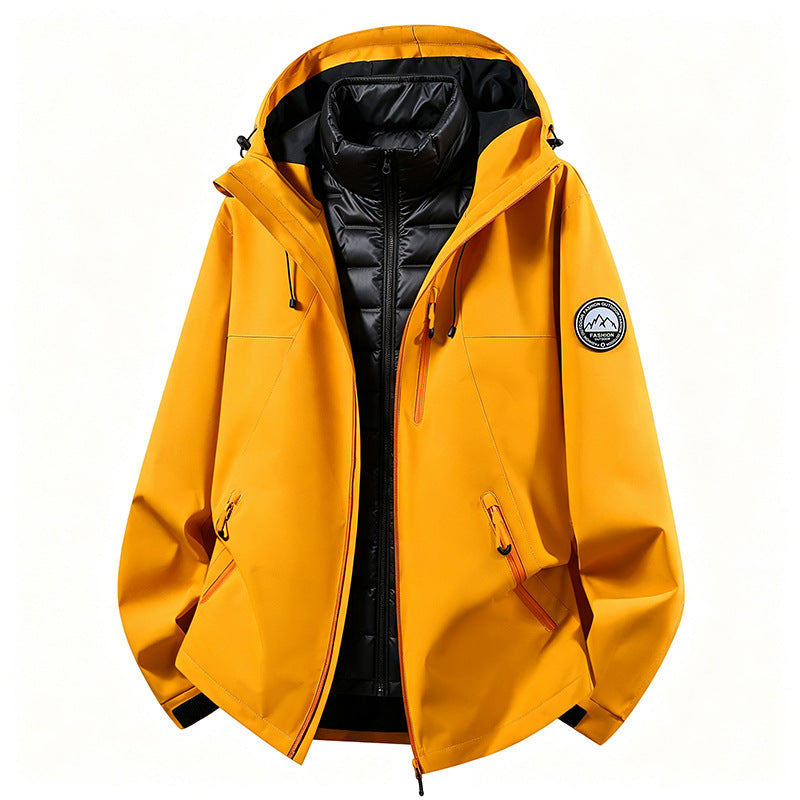 Unisex non-waterproof three-piece softshell jacket with detachable quilted inner jacket and hood Mune Fashion