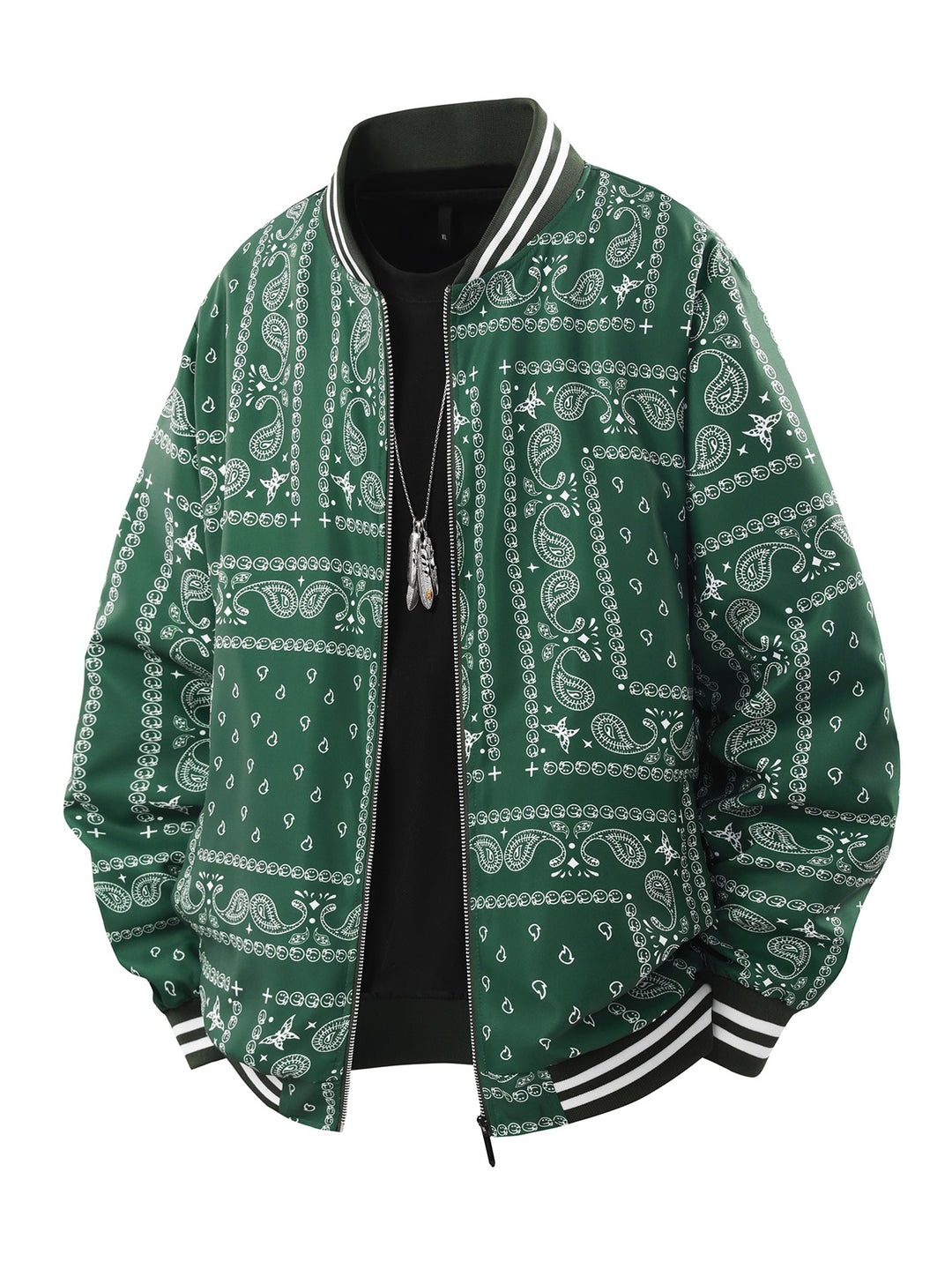 Men's Cool Bomber Jacket with Paisley Pattern Mune Fashion