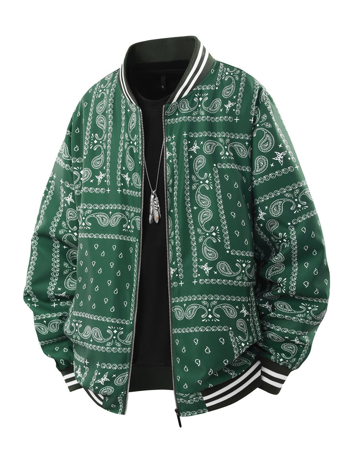 Men's Cool Bomber Jacket with Paisley Pattern Mune Fashion
