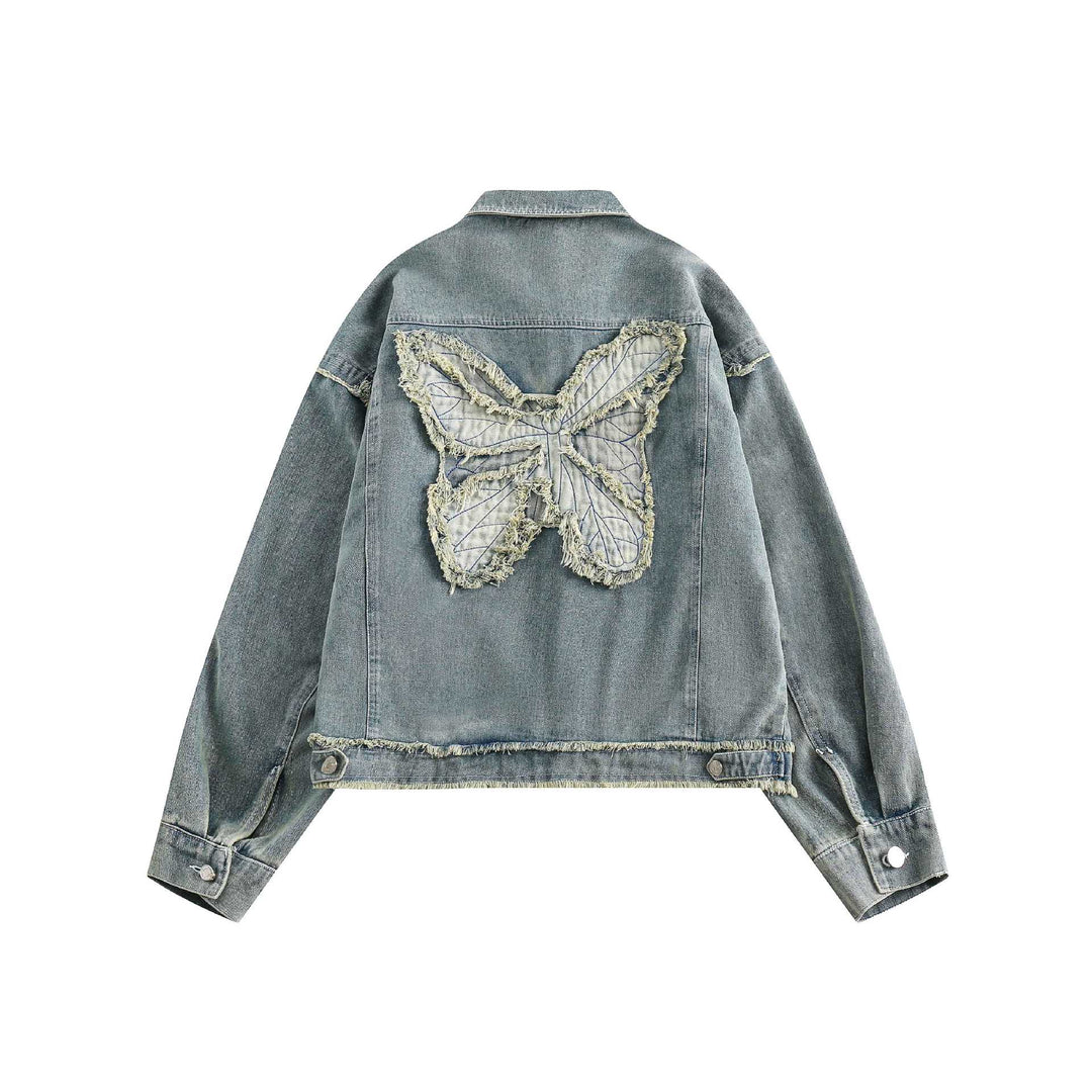 Unisex Oversize Denim Jacket with Fringe Finishes and Utility Pockets Mune Fashion