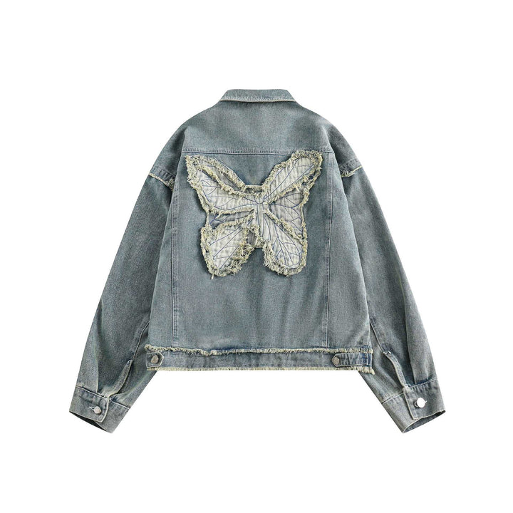 Unisex Oversize Denim Jacket with Fringe Finishes and Utility Pockets Mune Fashion