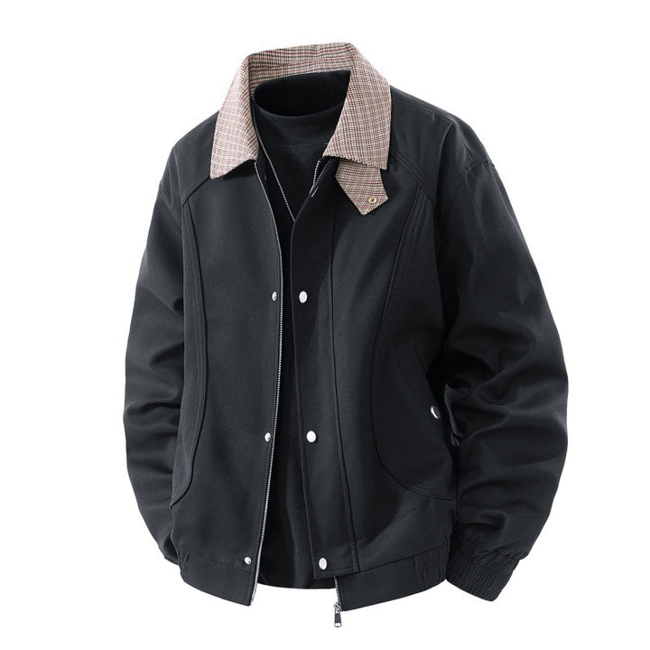 Men's Stylish Transition Jacket with Check Collar Mune Fashion