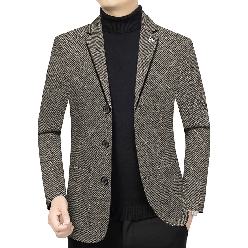Men's slim-fit herringbone blazer made from textured wool blend Mune Fashion Mune Fashion