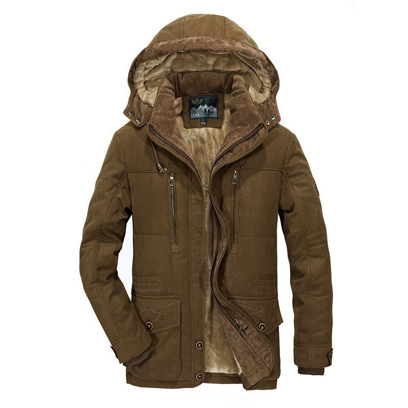 Men's Insulated Parka with Hood and Faux Fur Lining Mune Fashion