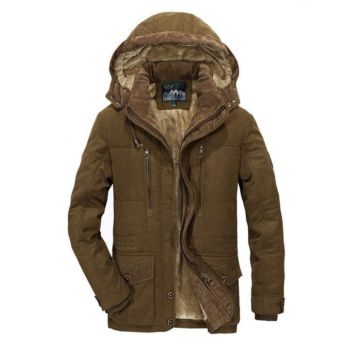Men's Insulated Parka with Hood and Faux Fur Lining Mune Fashion
