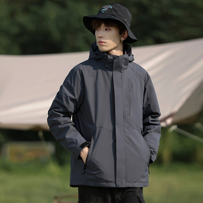 Men's Two-Tone Wind and Water-Repellent Softshell Jacket with Hood Mune Fashion