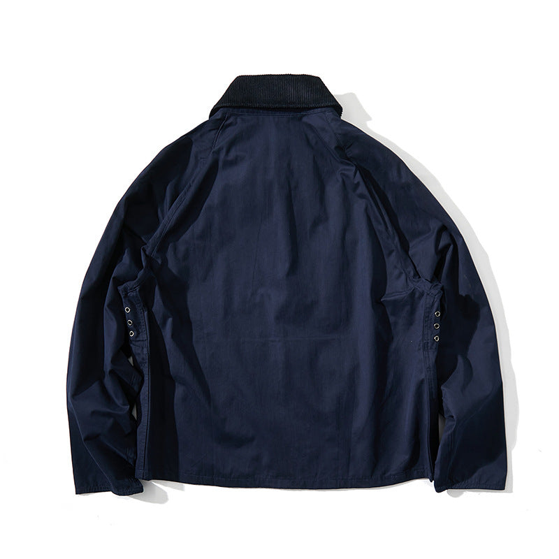 Men's Short Cut Utility Field Jacket with Cord Collar and D-Ring Details Mune Fashion