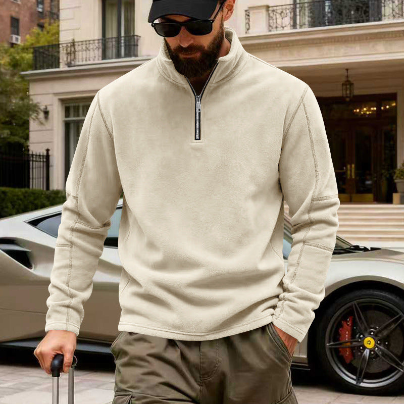 Men's half-zip sweatshirt with stand-up collar and prominent seam details Mune Fashion