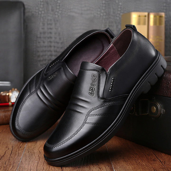 Men's Business-Casual Slippers made of smooth artificial leather with shock-absorbing rubber sole Mune Fashion