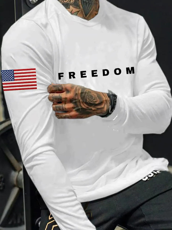 Men's Long Sleeve Shirt with American Flag Design Mune Fashion