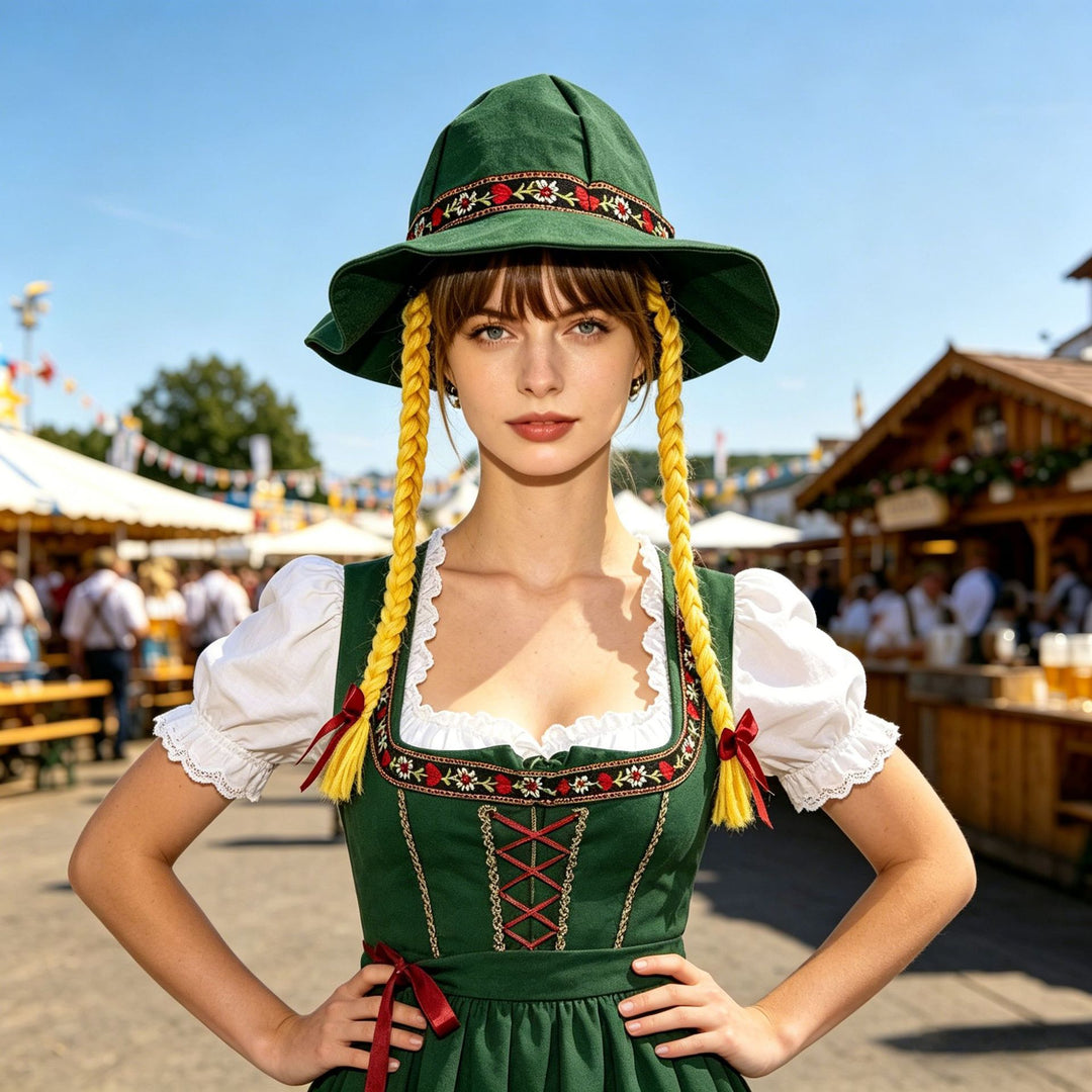 Women's playful sun hat with braided strands, embroidered headband, and wide brim Mune Fashion