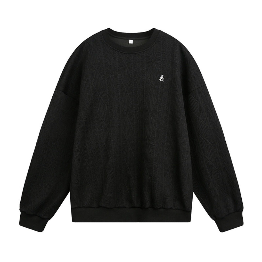 Unisex Structured Oversize Crew Neck Sweatshirt with Cable Knit Pattern and Ribbed Hem Mune Fashion