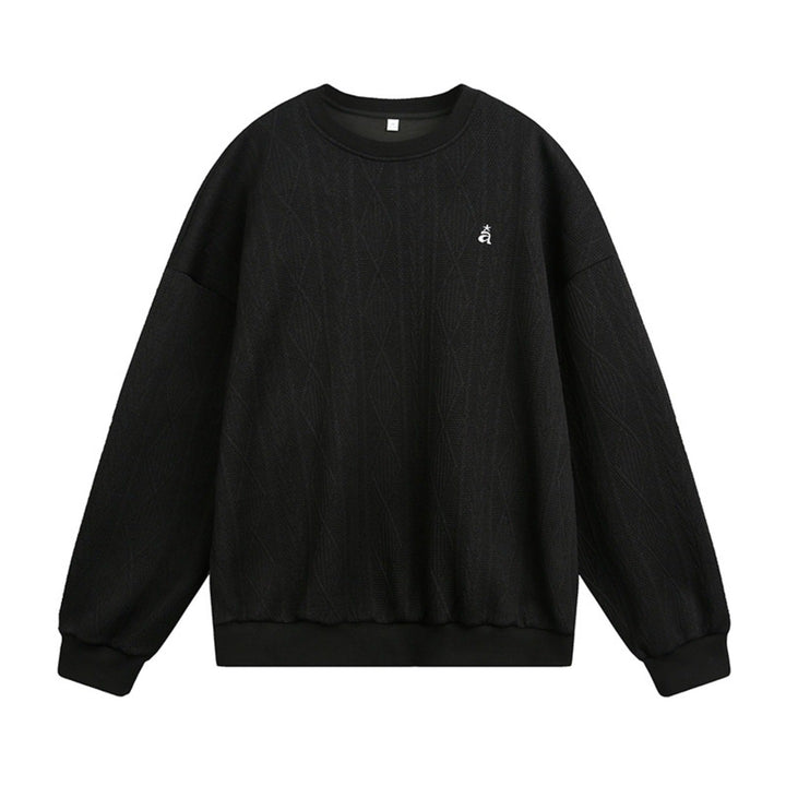 Unisex Structured Oversize Crew Neck Sweatshirt with Cable Knit Pattern and Ribbed Hem Mune Fashion