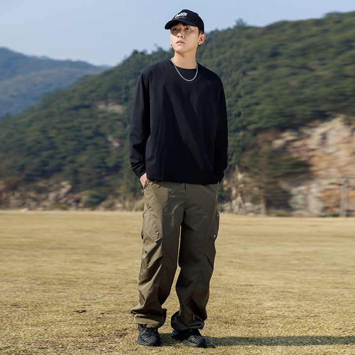 Men's oversized sweatshirt made of cotton blend with round neckline and ribbed cuffs Mune Fashion
