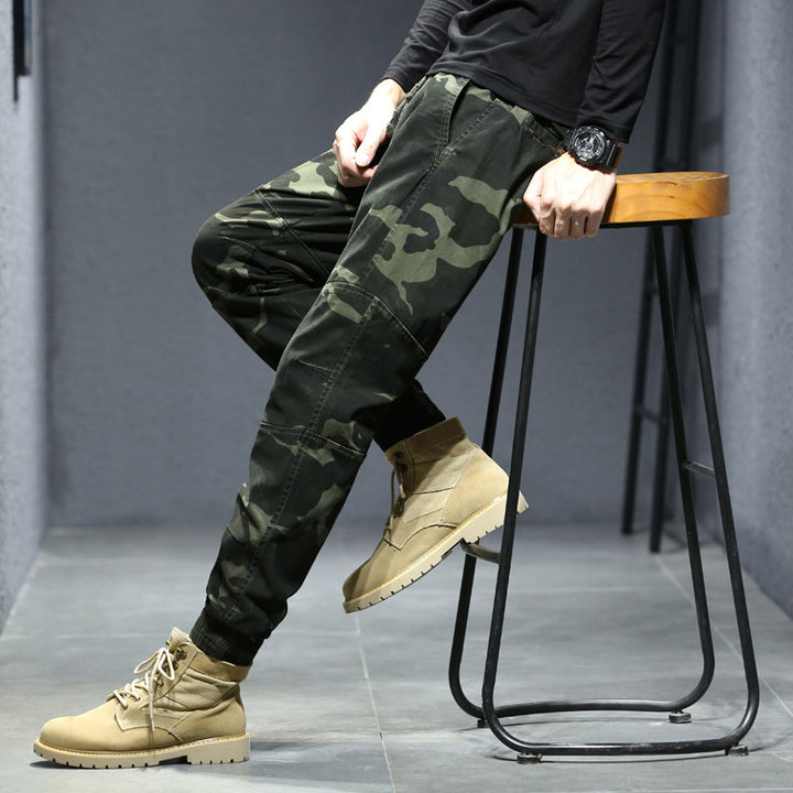 Herren Camouflage-Utility-Joggerhose mit verstärkten Kniepaneelen, verdeckten Reißverschlusstaschen und elastischem Knöchelabschluss Mune Fashion