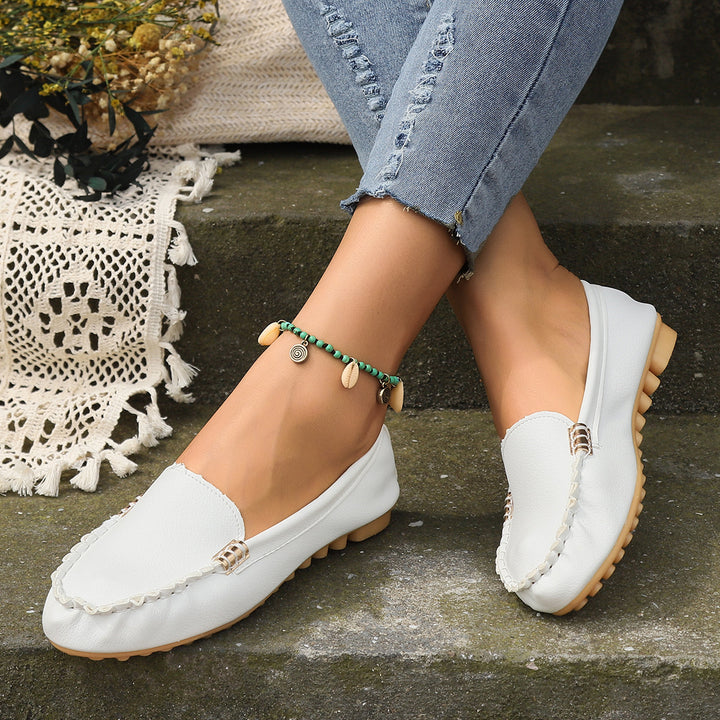 Women's Comfortable Moccasins made of Microfiber with Non-Slip Nubby Sole Mune Fashion