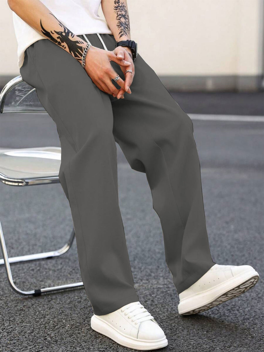 Men's fashionable leisure pants with loose fit and elastic waistband Mune Fashion
