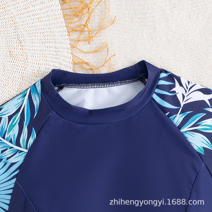 Women's Surf Suit with Long Sleeves and Stylish Plant Patterns Mune Fashion
