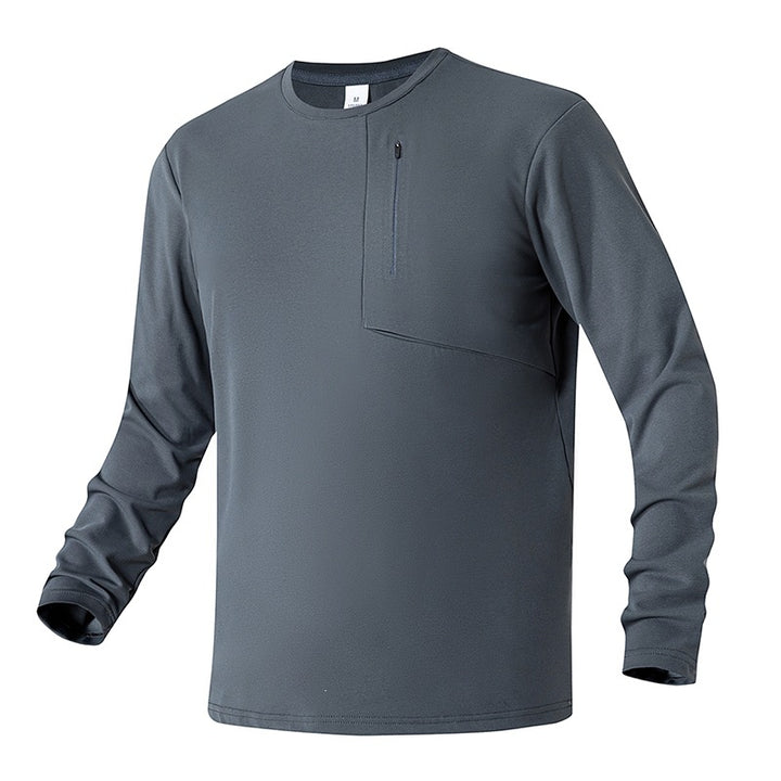 Unisex Oversize Long Sleeve Sweatshirt with Chest Zipper Pocket and Crew Neck Mune Fashion
