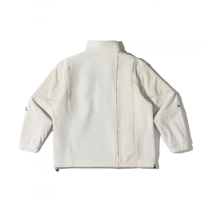 Unisex Oversize Fleece Jacket with Nylon Panels, High Stand-Up Collar and Multi-Pockets Mune Fashion