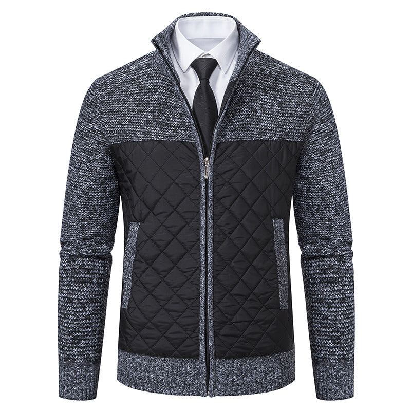 Men's quilted hybrid cardigan with diamond quilting, stand-up collar, insulating thermal lining, and zipper Mune Fashion