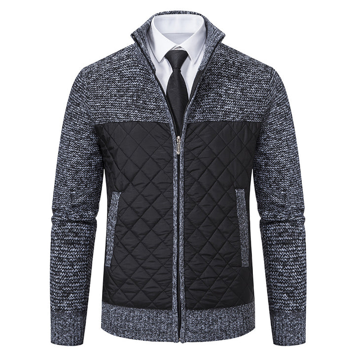 Men's quilted hybrid cardigan with diamond quilting, stand-up collar, insulating thermal lining, and zipper Mune Fashion