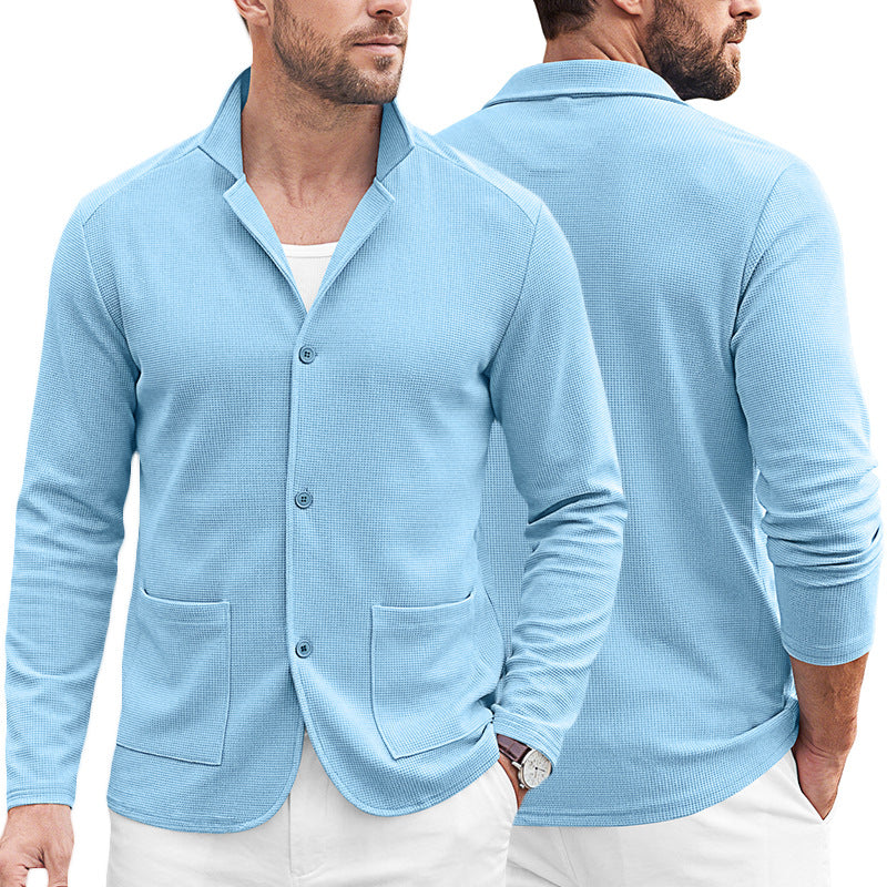 Men's knitted blazer cardigan with textured knit and patch pockets Mune Fashion