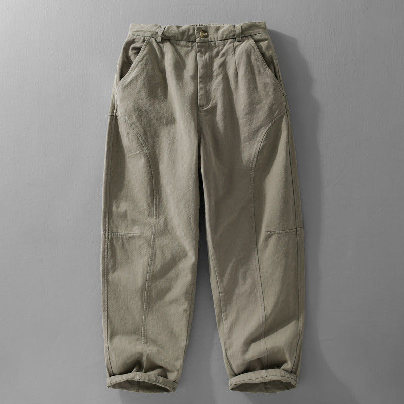 Men's Loose Utility-Style Cargo Pants with Reinforced Knee Panels and Tapered Leg Mune Fashion