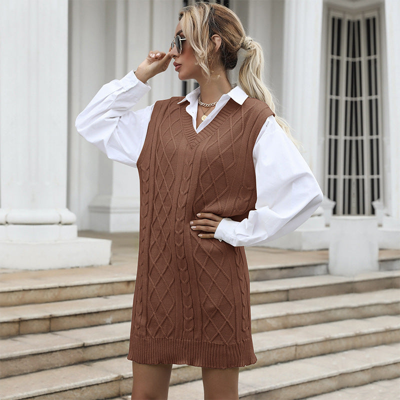 Women Casual Knit Sweater Dress Mune Fashion