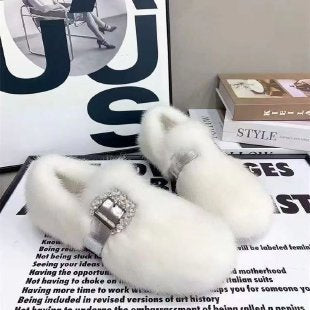 Ladies Luxury Slippers with Glamorous Decor Mune Fashion