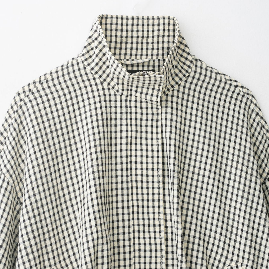 Women's Oversize Cropped Jacket with Stand-up Collar, Boxy Silhouette and Patch Pockets Mune Fashion